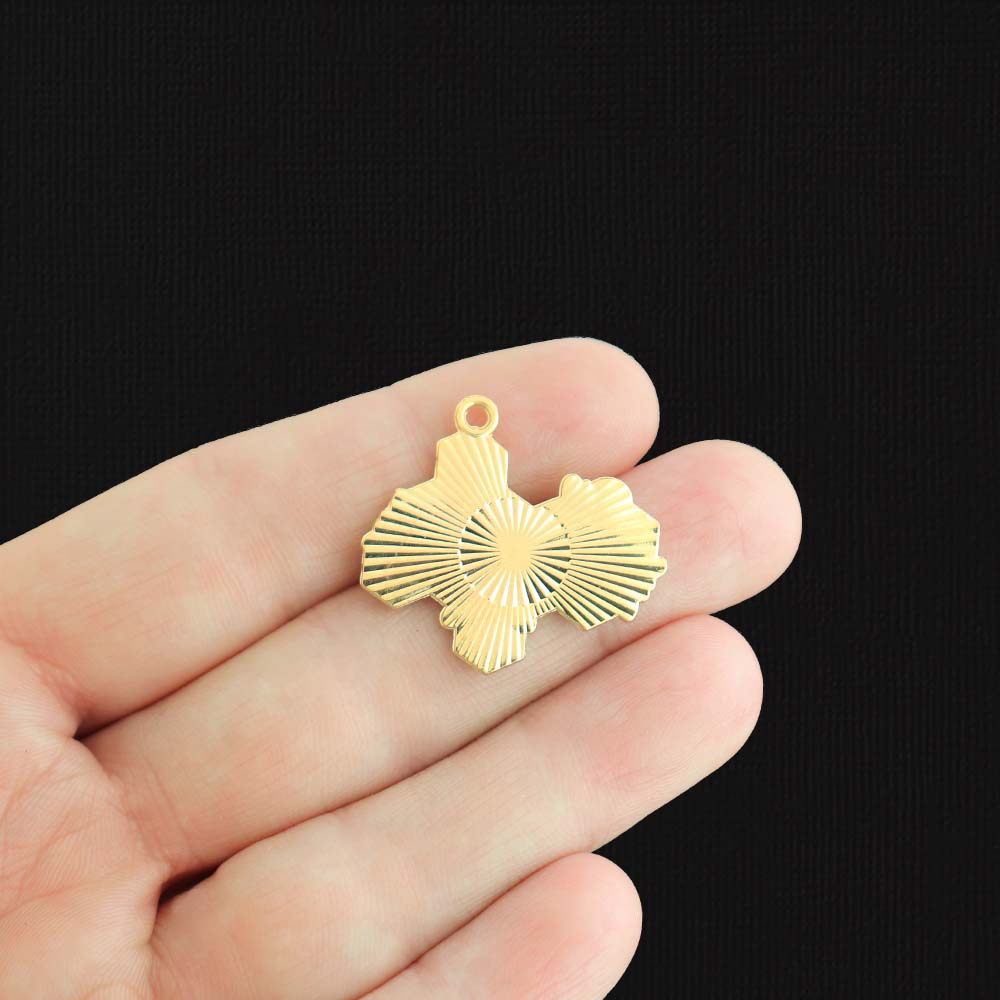 2 Honeycomb Bee Gold Tone Enamel Charms - E059