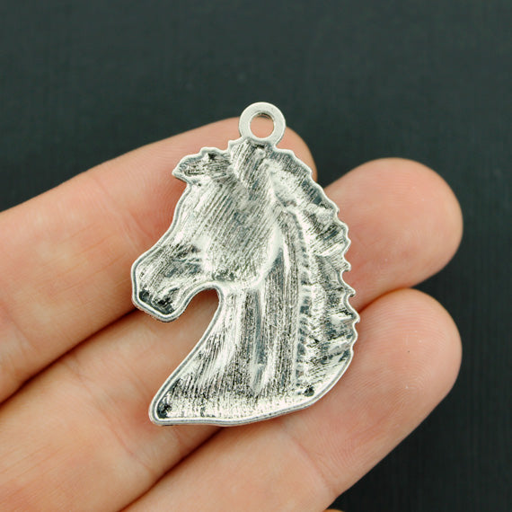 2 Horse Antique Silver Tone Charms - SC5861