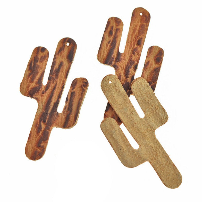 2 Imitation Leather Pendants - Cactus - Choose Your Color!