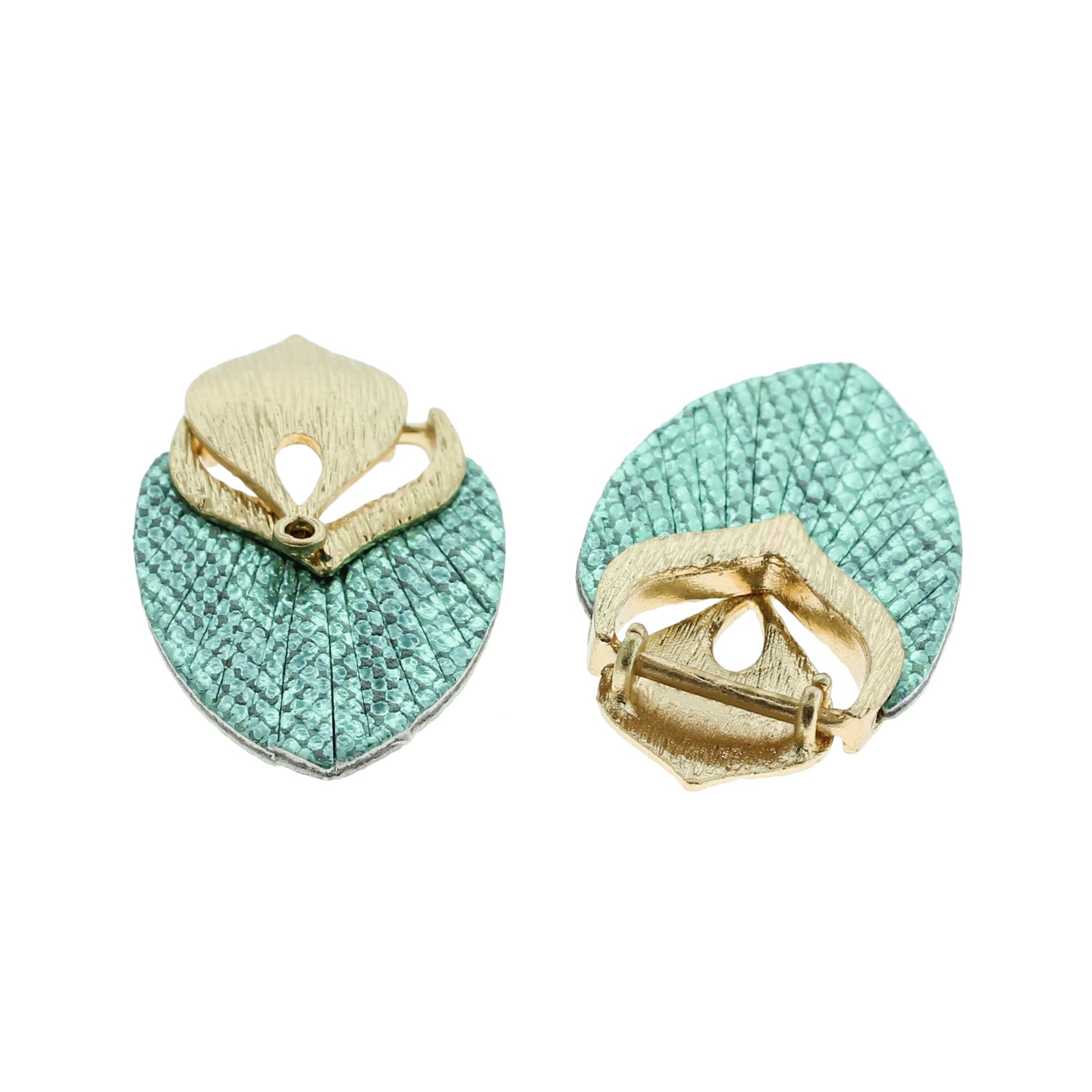 2 Imitation Leather Teardrop Gold Tone Pendants - Mermaid Scales - Choose Your Color!