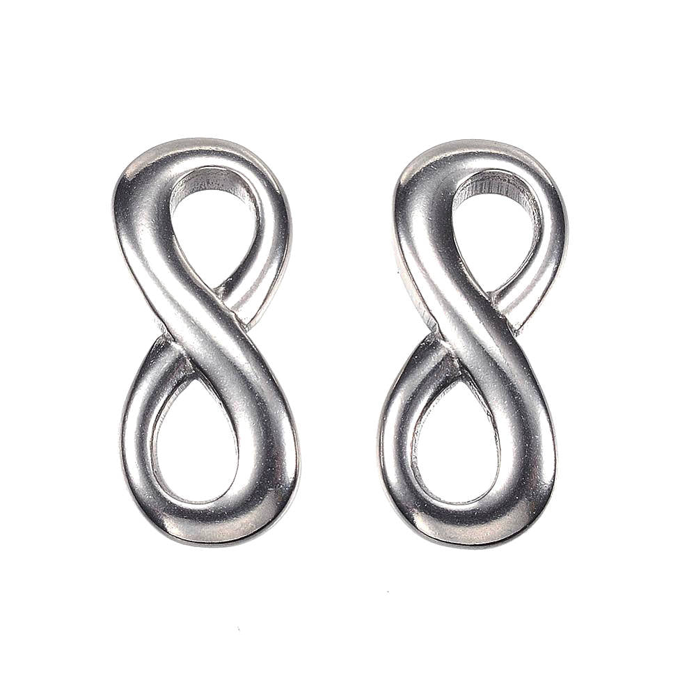 2 Infinity Sign Silver Tone Stainless Steel Charms - MT548