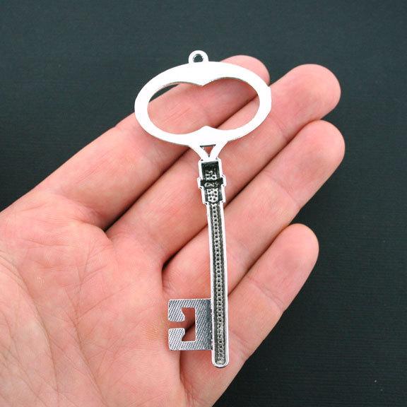 2 Key Antique Silver Tone Charms - SC4474