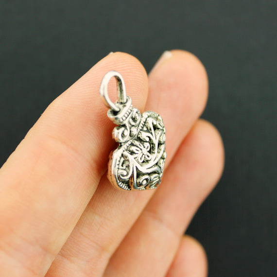 2 charmes de ton argent antique de coeur de dentelle 3D - SC7670