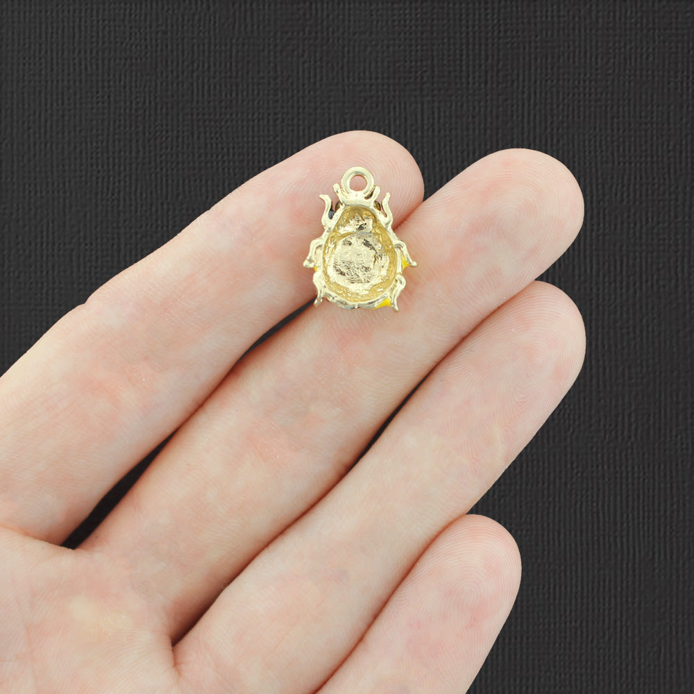 2 Ladybug Gold Tone Enamel Charms - E792