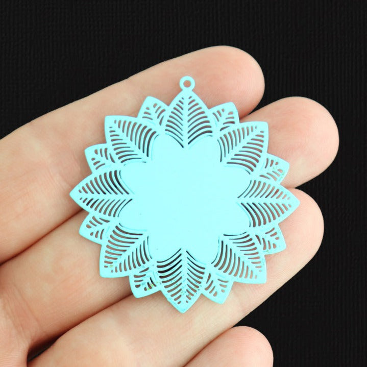 2 Mandala Floral Filigree Enamel Charms - E1543