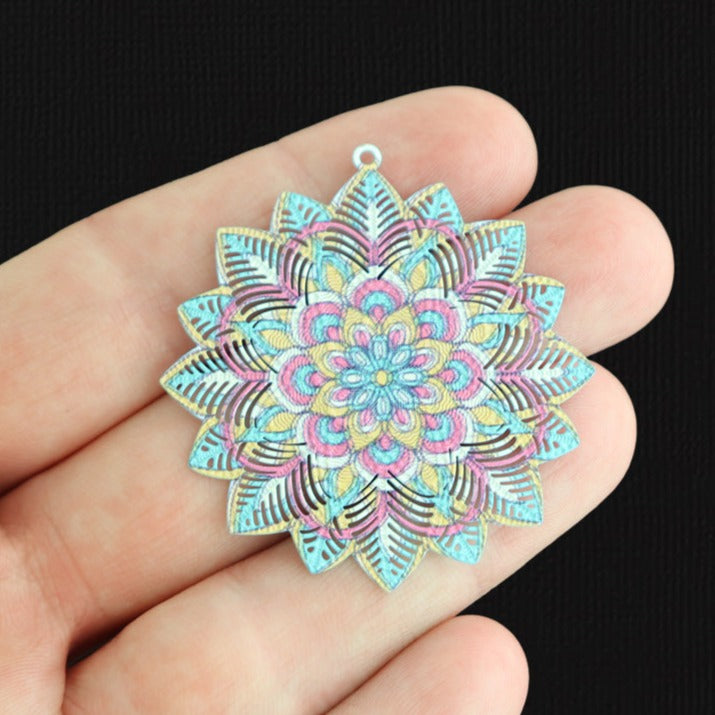 2 breloques en émail en filigrane floral Mandala - E1543