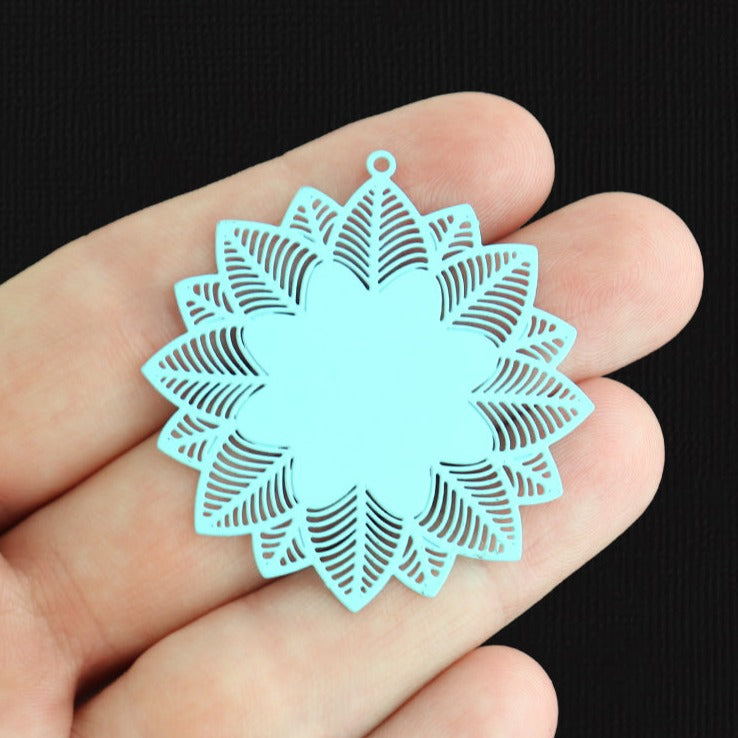 2 Mandala Floral Filigree Enamel Charms - E1544