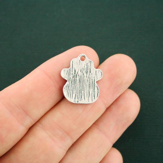 2 Memorial Paw Print Antique Silver Tone Charms - SC7070
