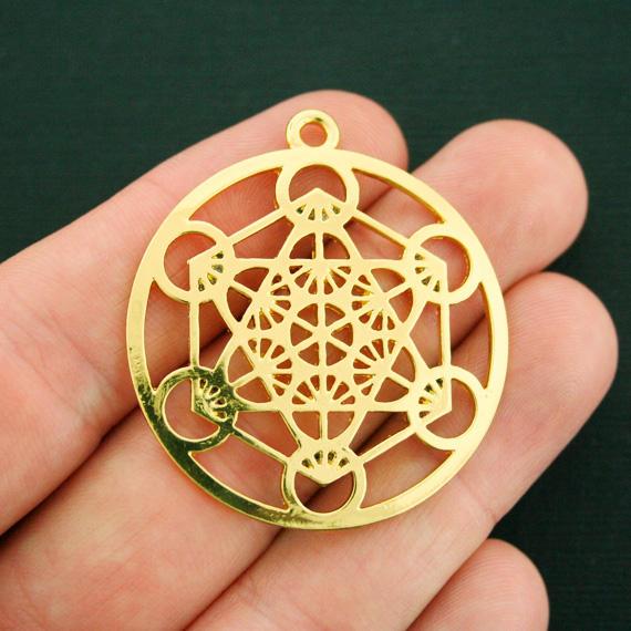 2 Merkaba Meditation Antique Gold Tone Charms - GC897