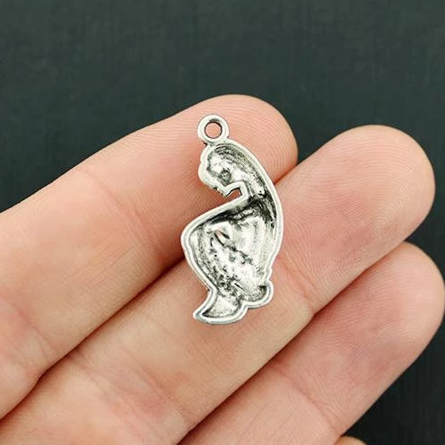2 Mermaid Antique Silver Tone Charms - SC2411