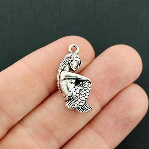 2 Mermaid Antique Silver Tone Charms - SC2411