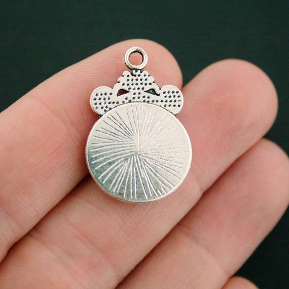 2 Mermaid Scale Antique Silver Tone Cabochon Charms - SC7496