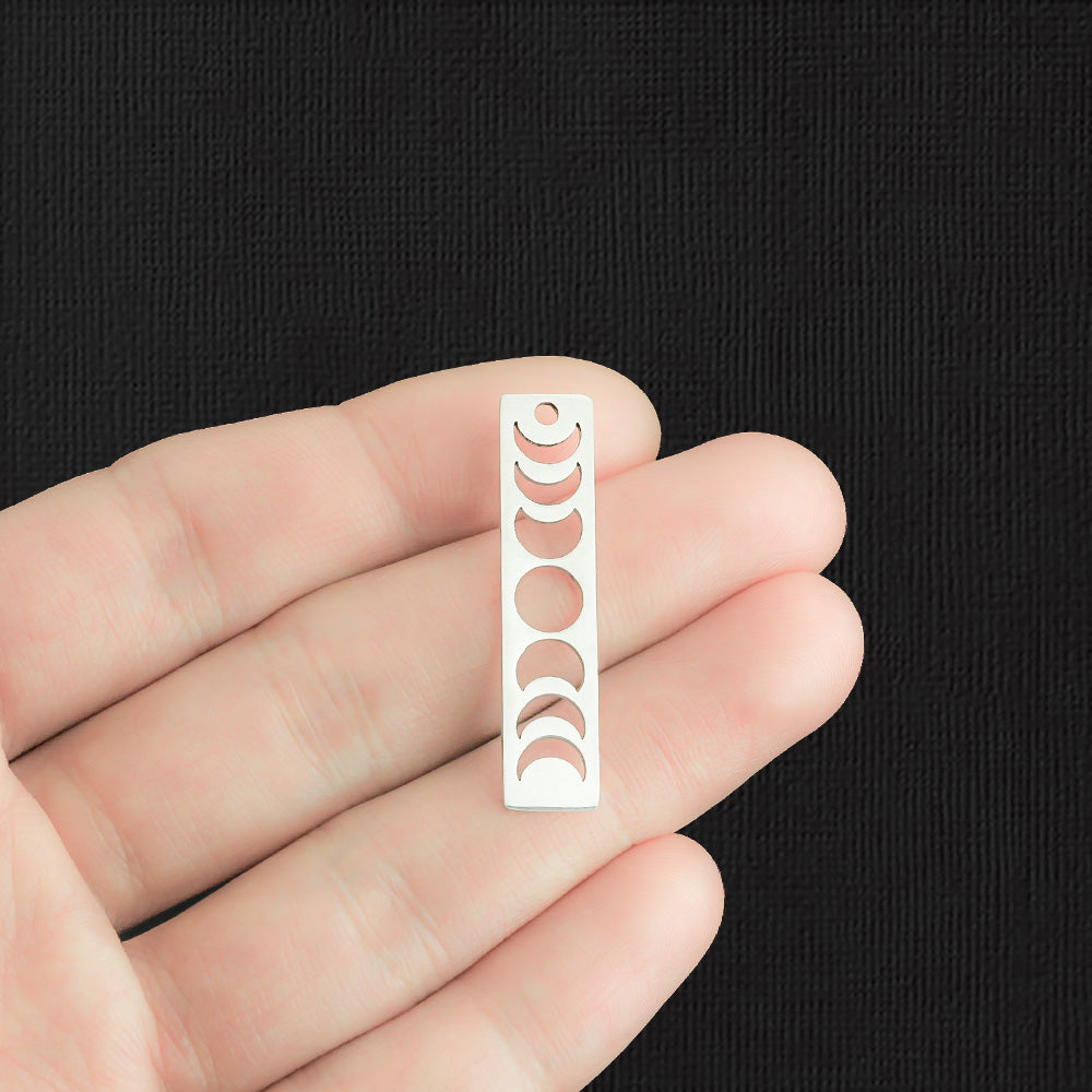 2 Moon Phases Stainless Steel Charms 2 Sided - SSP444