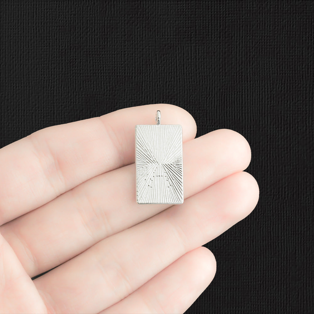 2 breloques de ton argent antique de carte de tarot de lune - SC2547