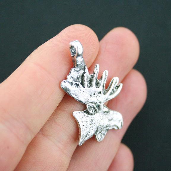 2 breloques argentées antiques Moose - SC4838