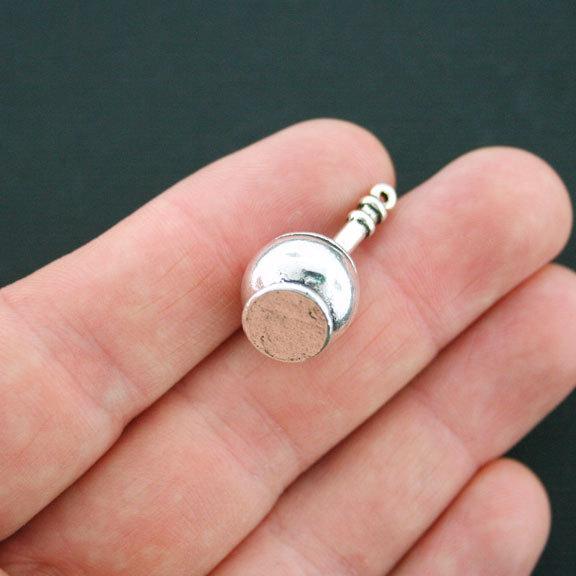 2 Mortar and Pestle Antique Silver Tone Charms 3D - SC1581