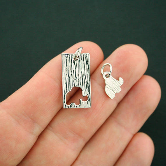 2 Mother Daughter Elephant Antique Silver Tone Charms 2 Piece Set - SC7145