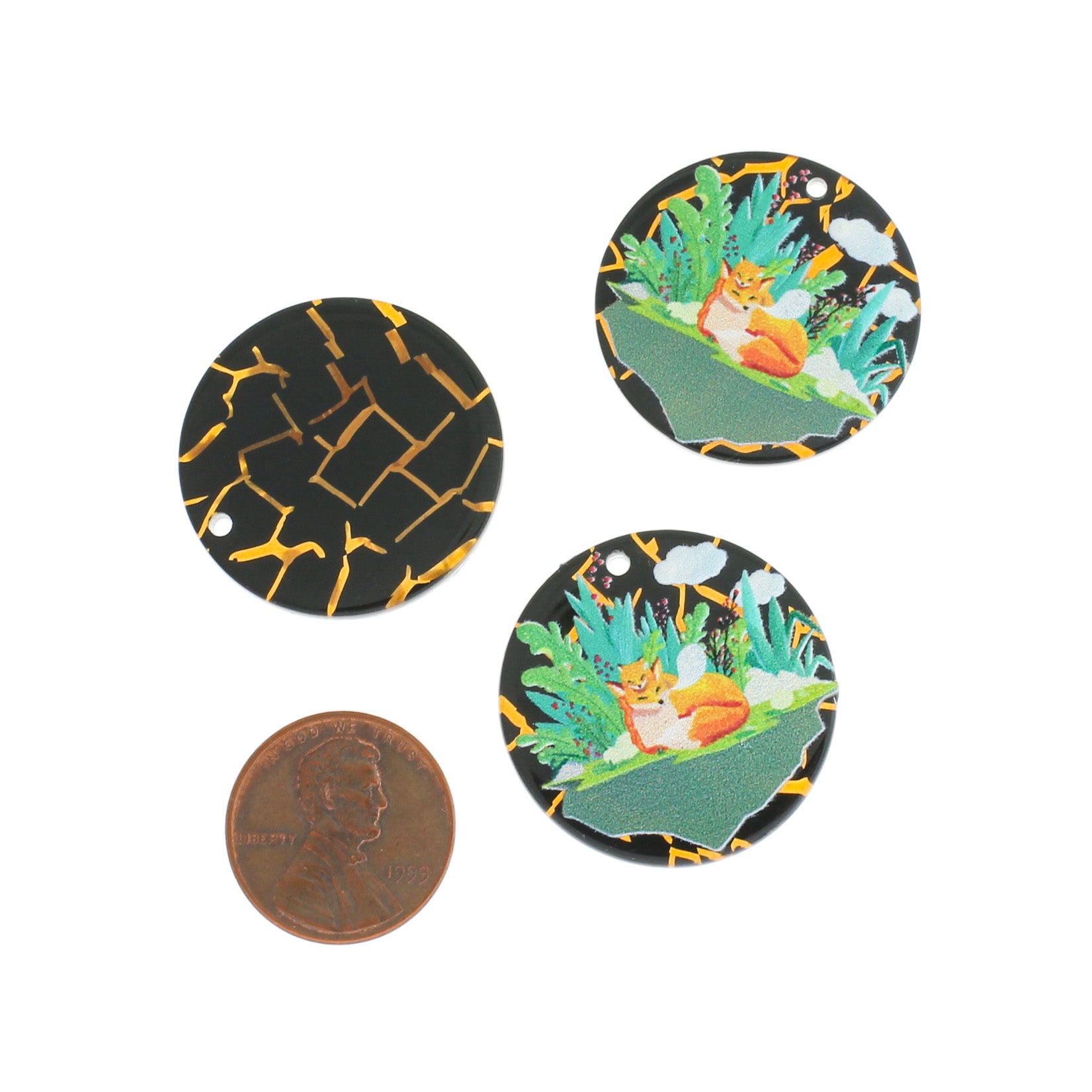 2 Mother and Baby Fox Acrylic Charms - K009