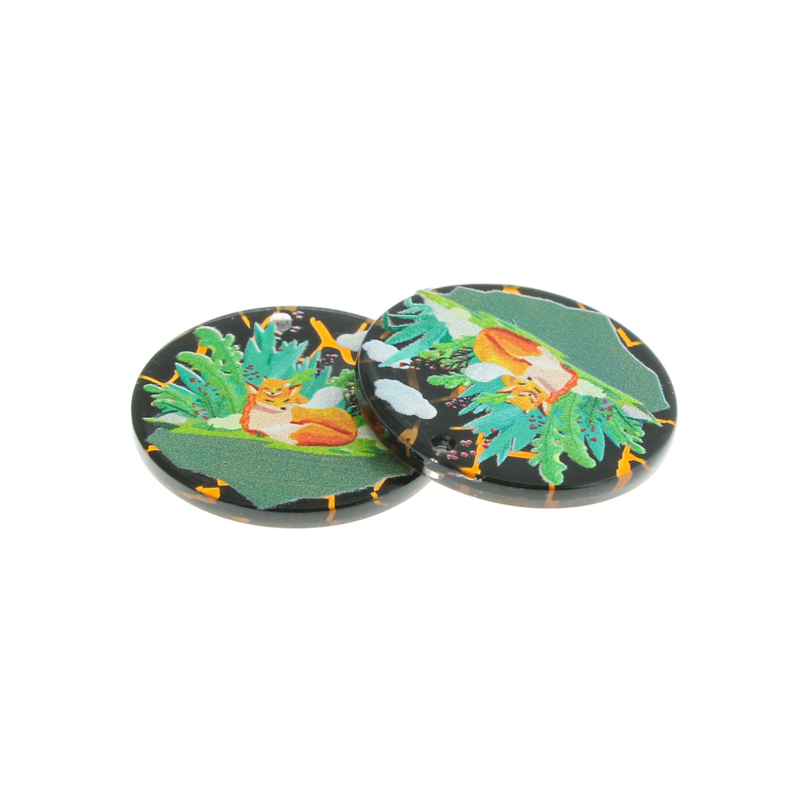 2 Mother and Baby Fox Acrylic Charms - K009