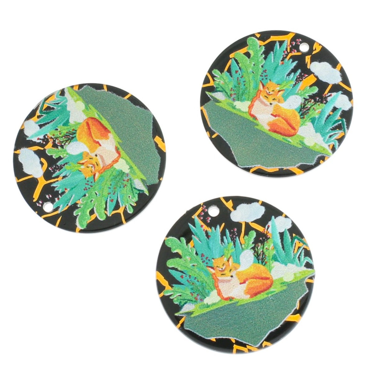 2 Mother and Baby Fox Acrylic Charms - K009