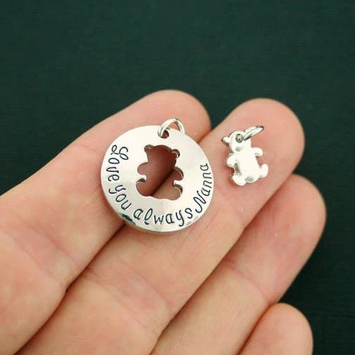 Ensemble de 2 breloques argentées antiques Nanna - SC7073