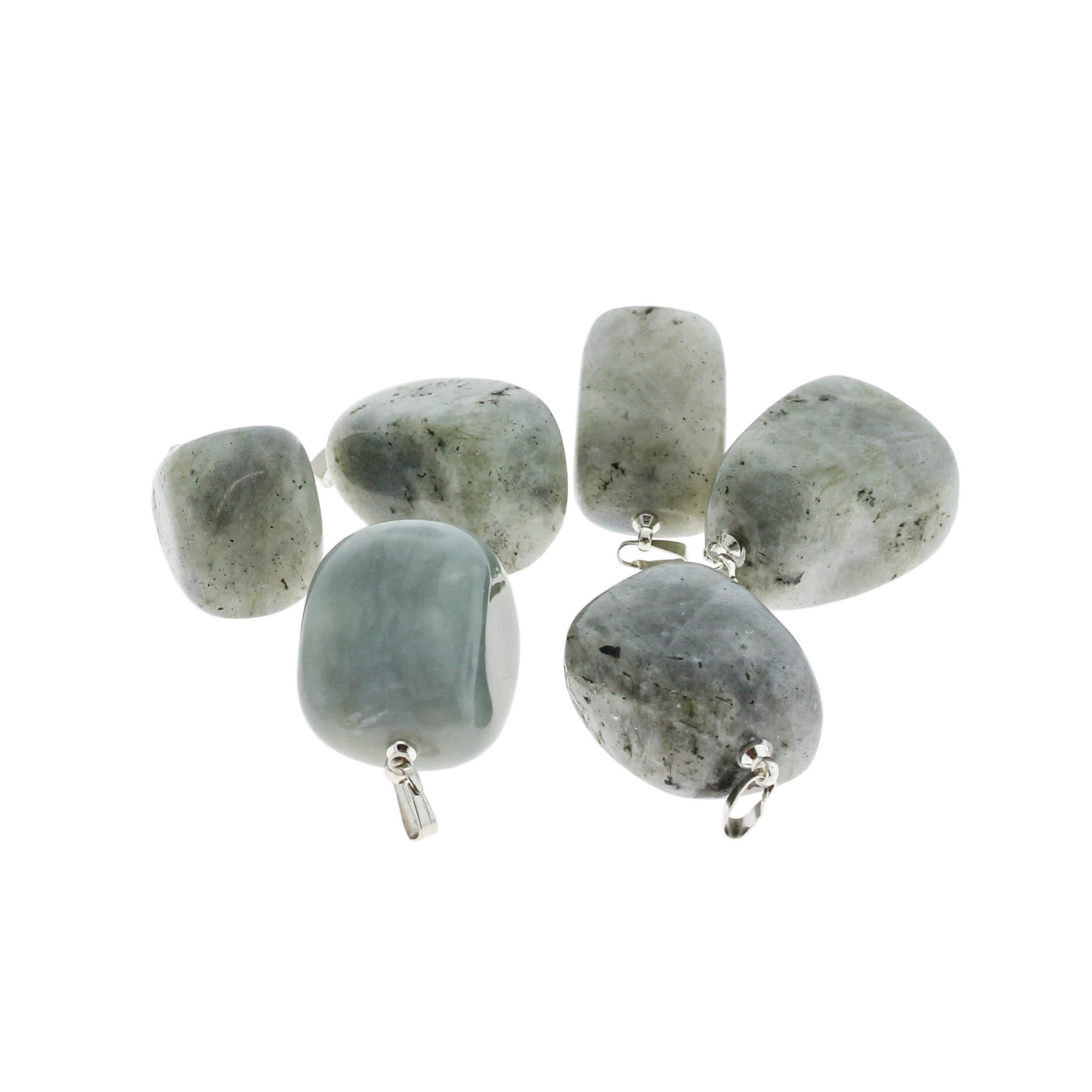 2 pendentifs en pierres précieuses de labradorite naturelle 3D - GEM144
