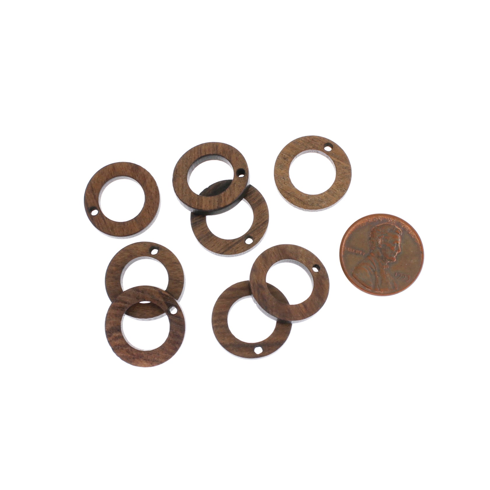 2 Breloques Rondes Ouvertes en Bois Naturel 18mm - WP234