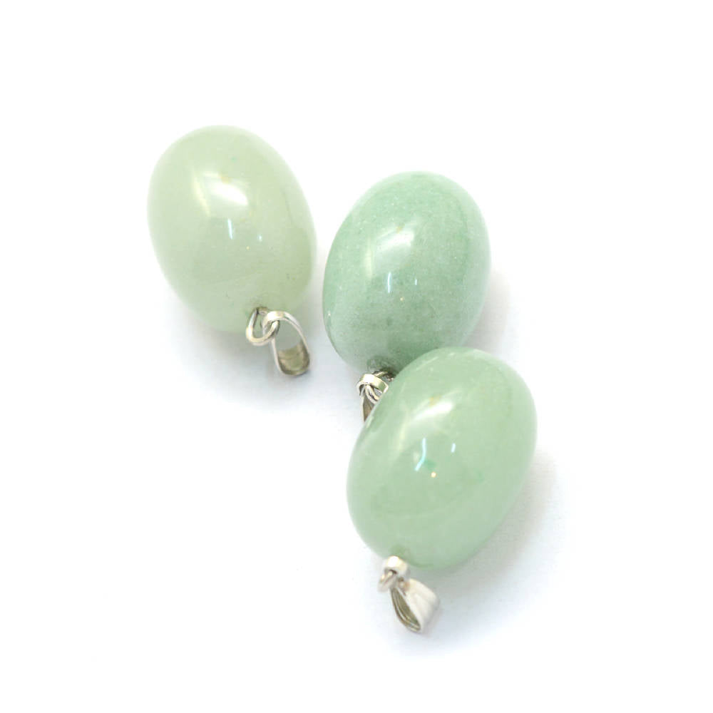 2 Oval Aventurine Gemstone Charms 3D - GEM062