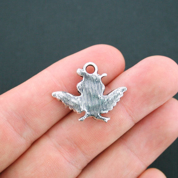 2 Owl Antique Silver Tone Charms With Inset Rhinestones - SC4740