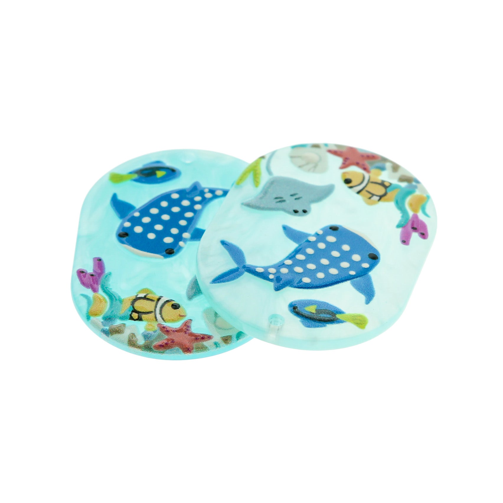 2 Painted Ocean Scene Acrylic Charms - K450