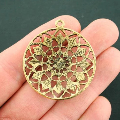 2 Pendentifs Antique Gold Tone Charms - GC437