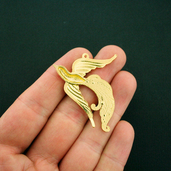 2 Phoenix Antique Gold Tone Charms - GC891