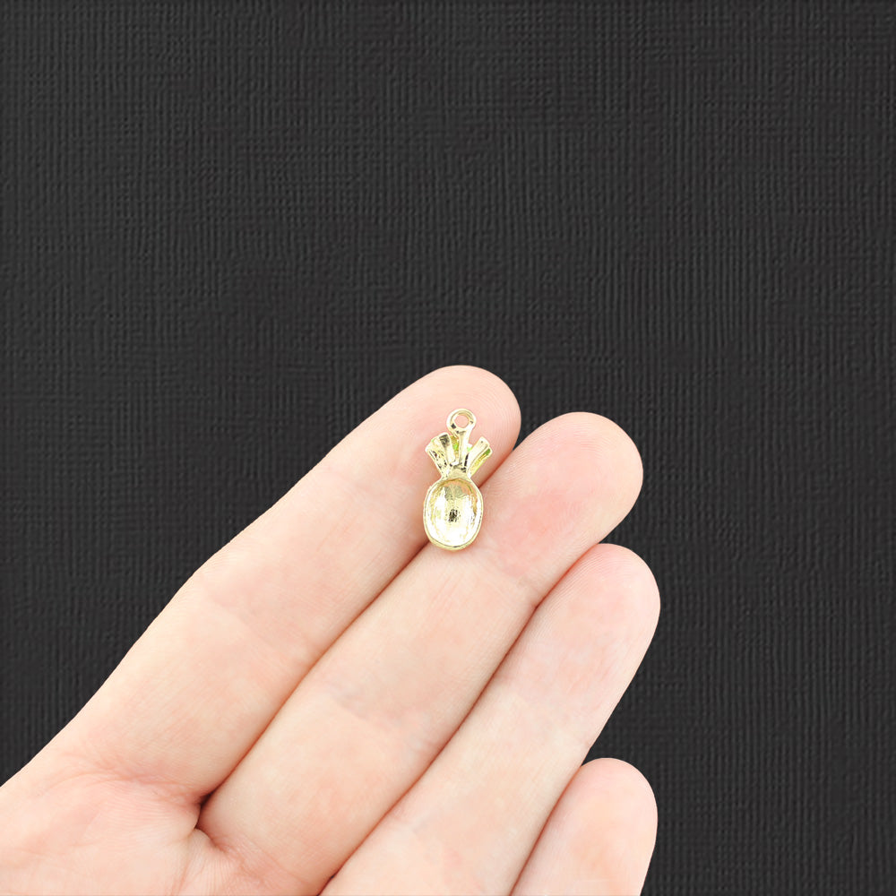 2 Pineapple Gold Tone Enamel Charms - E878