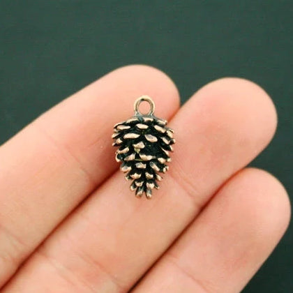 2 breloques en cuivre antique pomme de pin 3D - BC1670