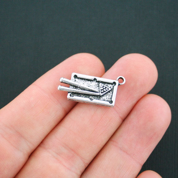 2 Pool Table Antique Silver Tone Charms - SC4832