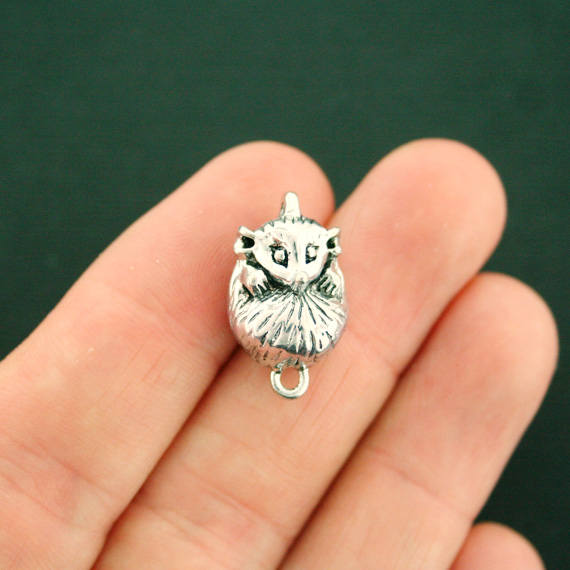 2 Possum Connector Antique Silver Tone Charms 3D - SC5288