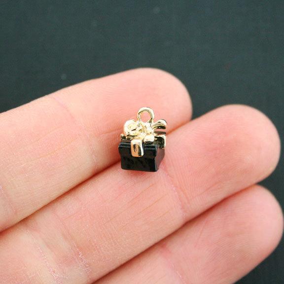 2 breloques en émail doré 3D - E217