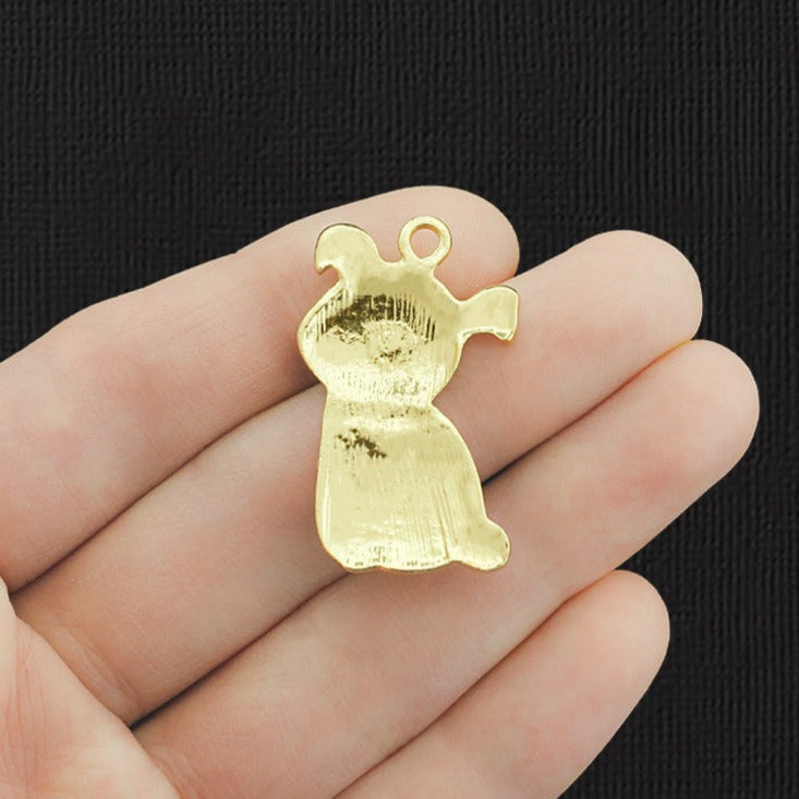 2 Pug Gold Tone Enamel Charms - E1097