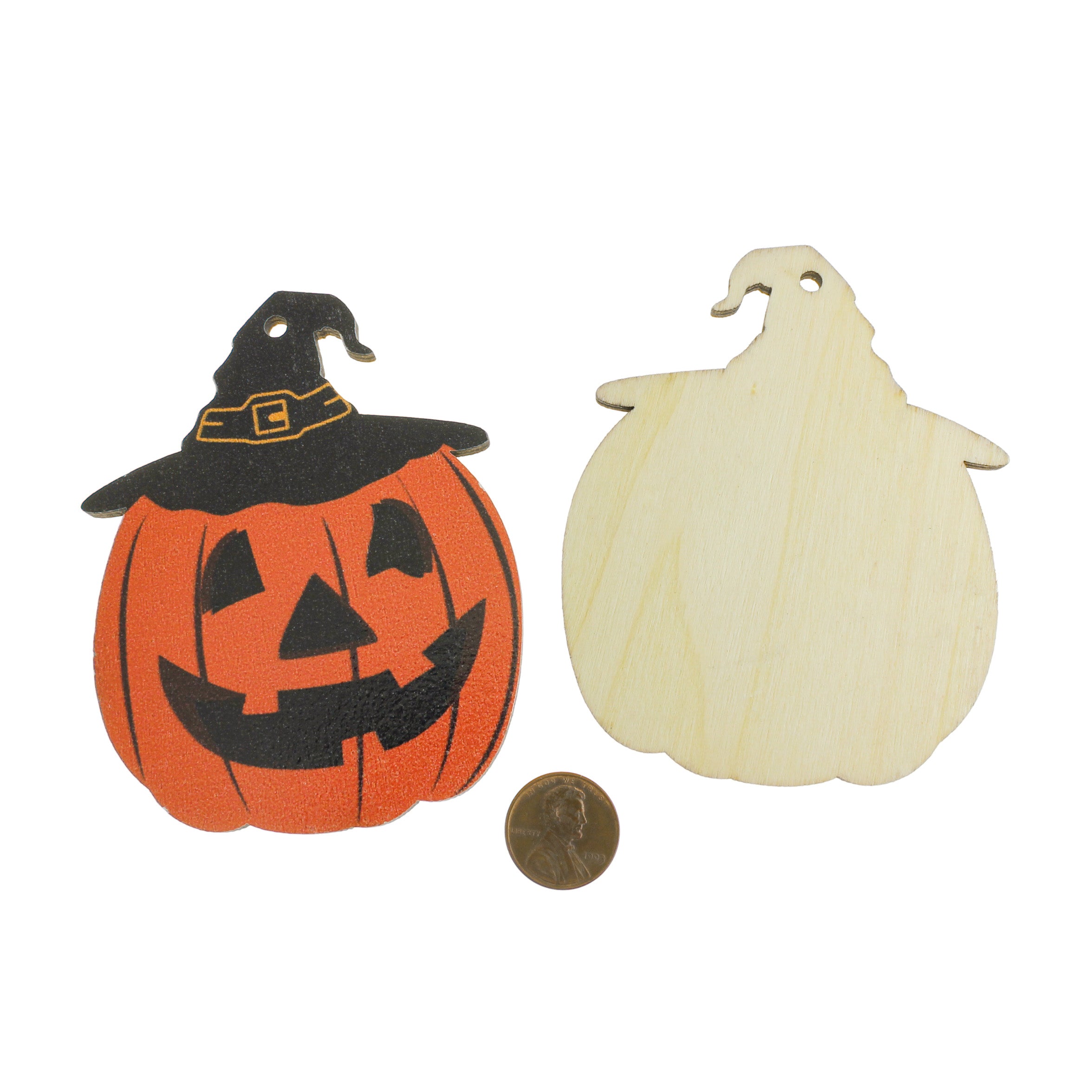 2 Pumpkin Natural Wood Charms - WP496