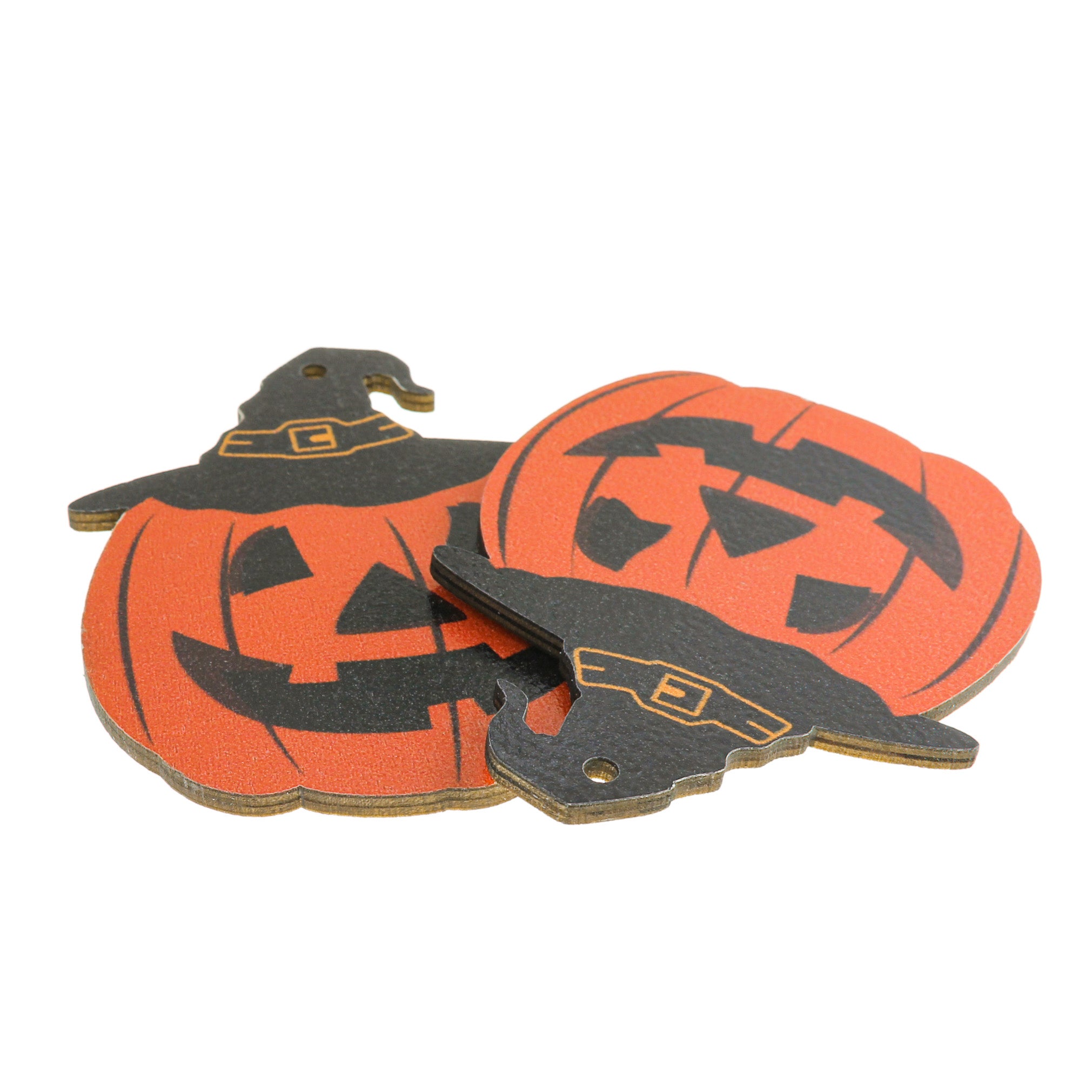 2 Pumpkin Natural Wood Charms - WP496
