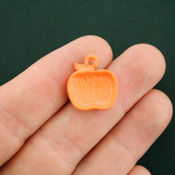 2 Pumpkin Orange Enamel Charms - E481
