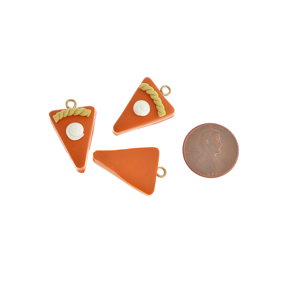 2 Pumpkin Pie Slice Polymer Clay Charms - K201