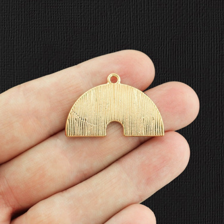 2 breloques en émail doré arc-en-ciel - E1086