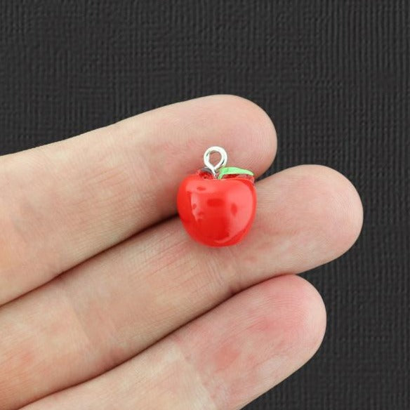 2 Red Apple Resin Charms 3D - Choose Your Color!