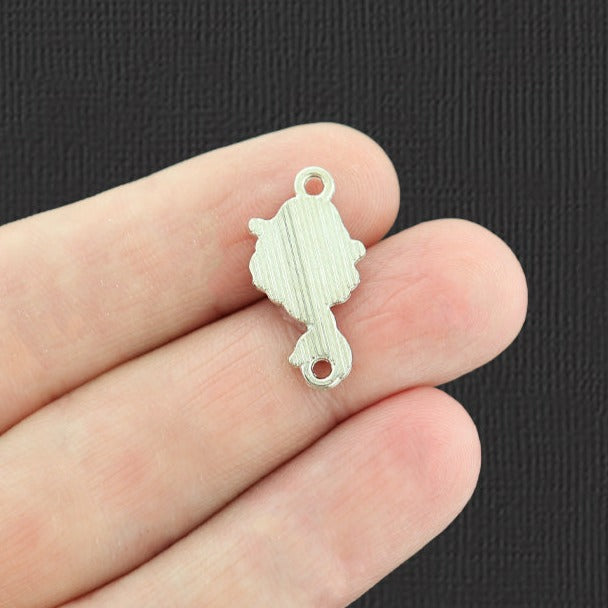 2 Red Hair Mermaid Connector Silver Tone Enamel Charms - E989