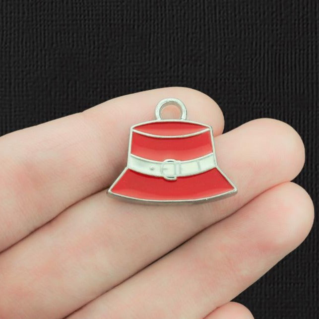 2 breloques en émail argenté Red Hat - E1226