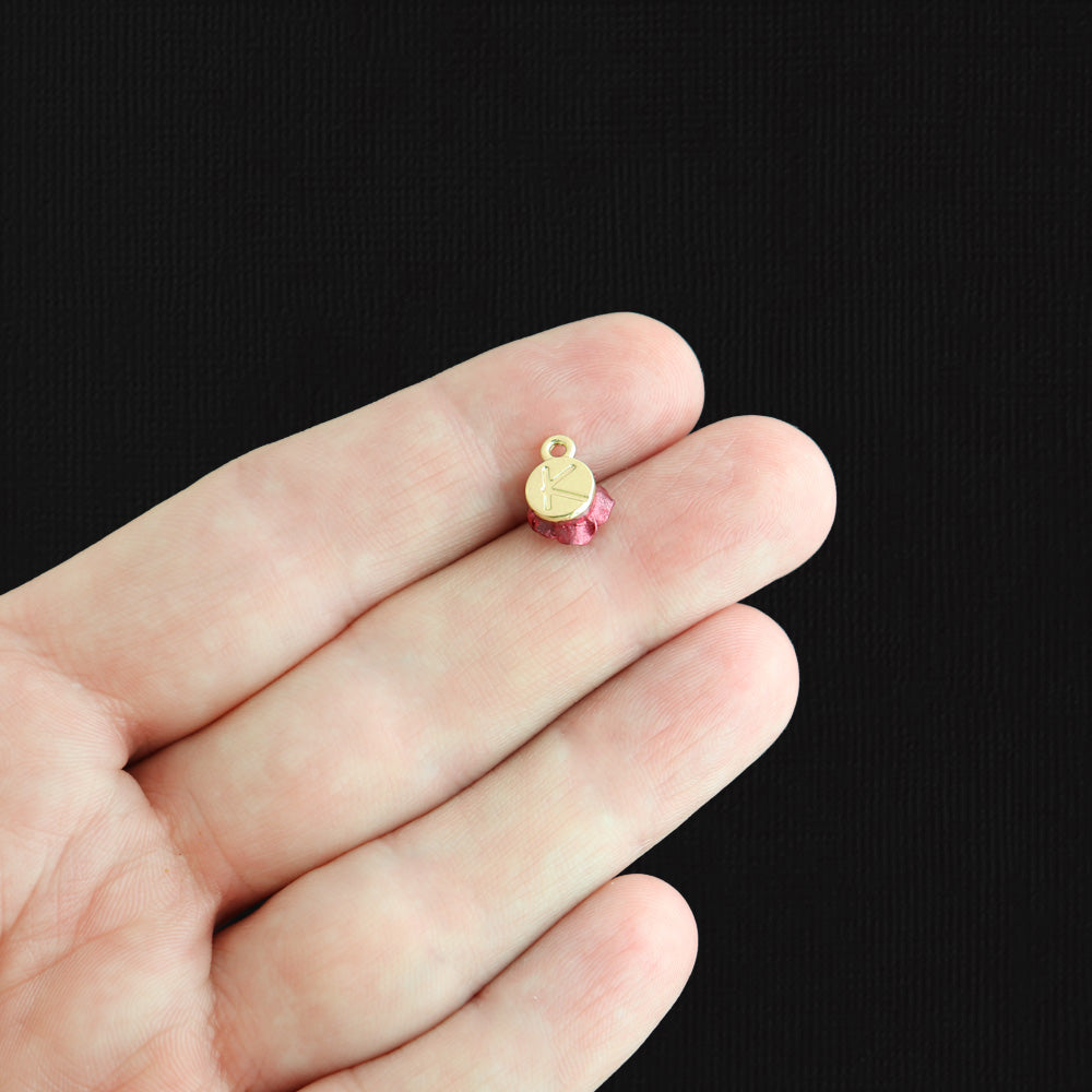 2 Rose Gold Tone Enamel Charms - E1598