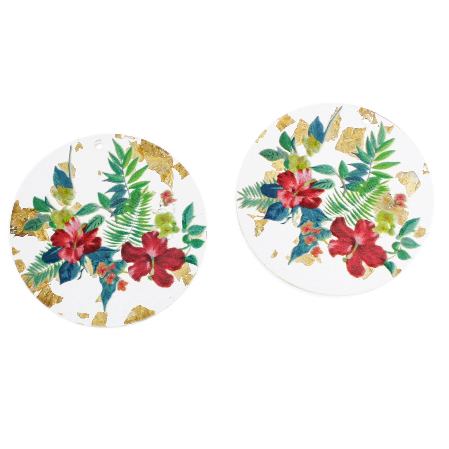 4 breloques florales rondes en résine - K026