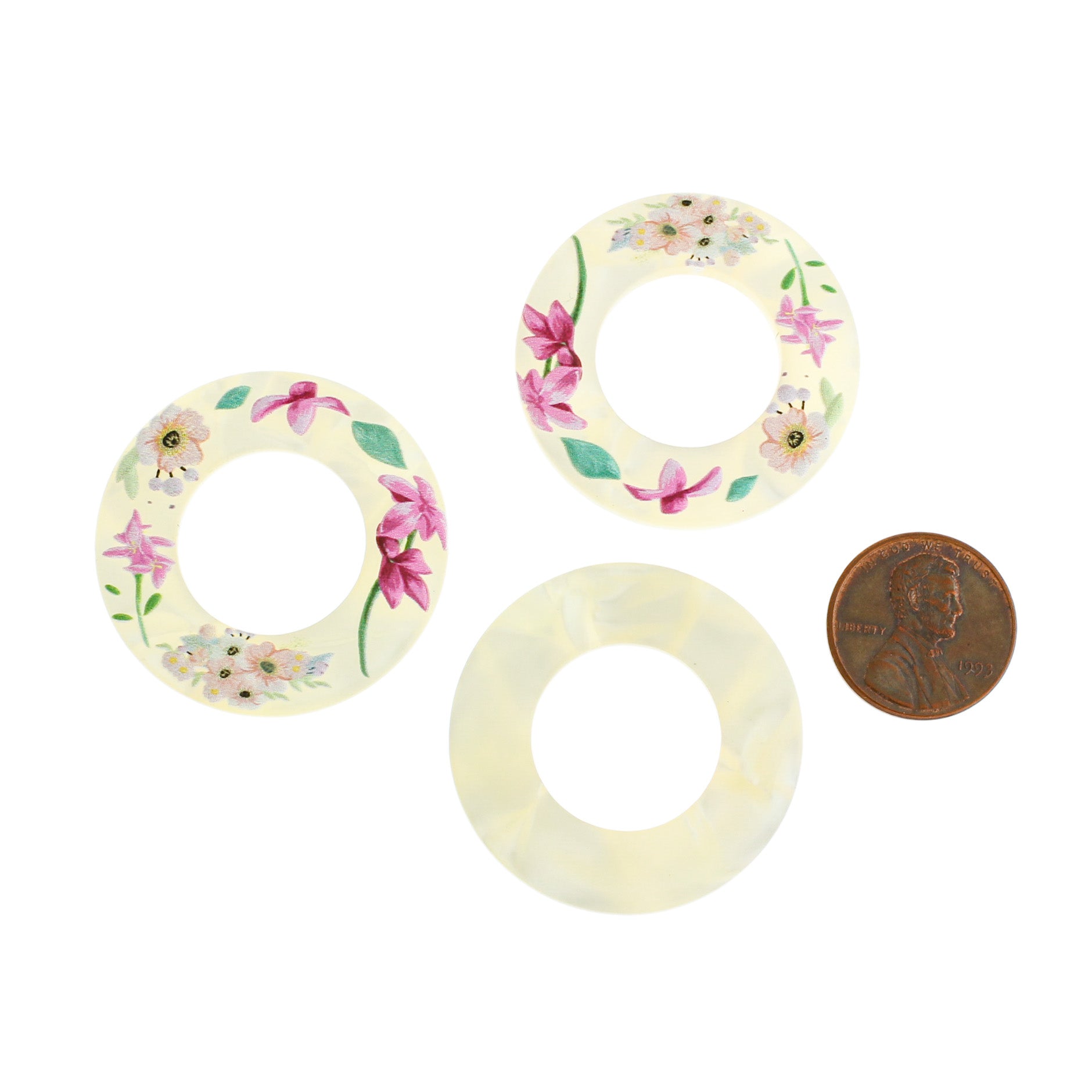 2 breloques fleur ronde en résine - K001