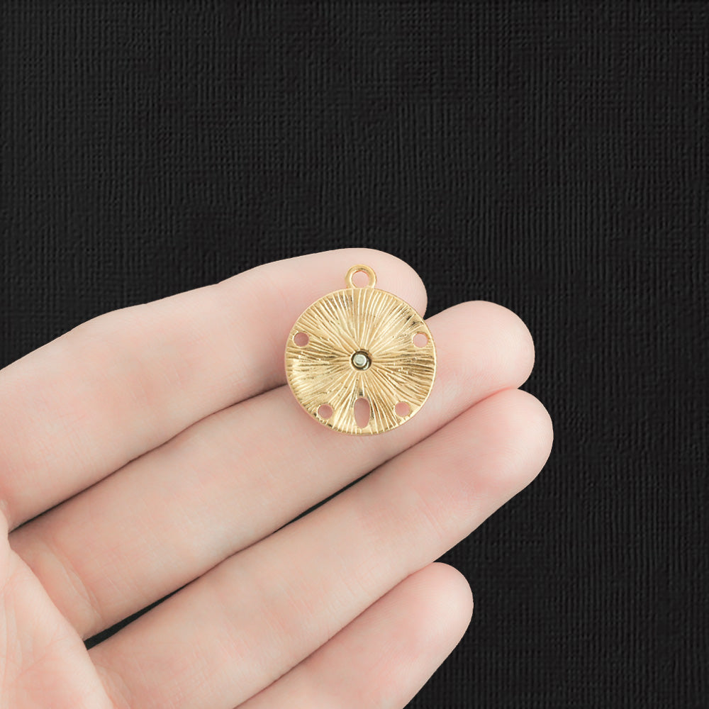 2 Sand Dollar Gold Tone Charms - GC463